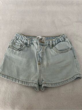 Zara Light Blue Denim Elastic-Waist Shorts